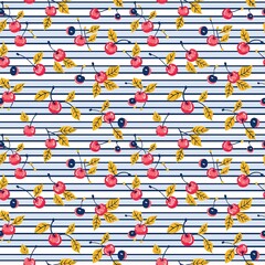 Whimsical Watercolor Cherry Pattern in Vintage Style, Featuring Soft Hues and Playful Sweet Fruit in Seamless Repeat