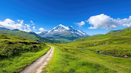 Picturesque mountain valley road serene nature landscape photography
