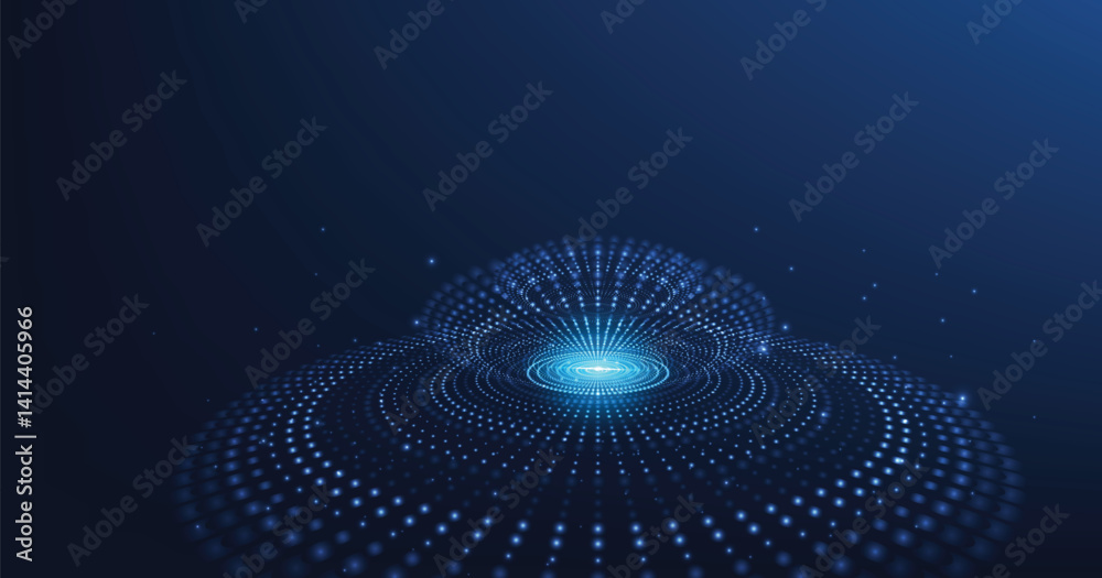 Poster 3D Circular digital background. Futuristic Circular digital technology background.High tech circular connection system concept.	
