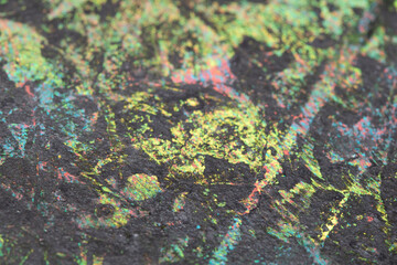 Thick abstract paint surface with heavy texture looking a bit like graffiti hand drawn real dark...