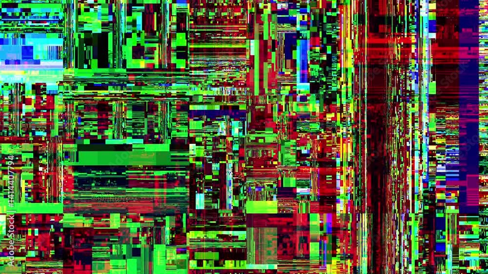Poster Unique Design Abstract Digital Animation Pixel Noise Glitch Error Video Damage. Loop stop motion background