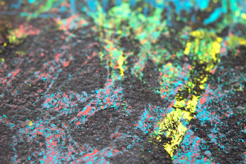 Thick abstract paint surface with heavy texture looking a bit like graffiti hand drawn real dark background