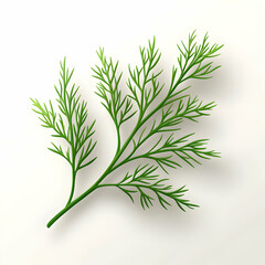 Fototapeta premium Fresh Dill Sprig Against White Background