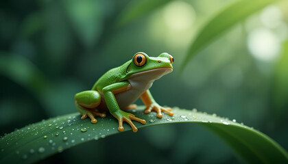 Fototapeta premium frog on leaf