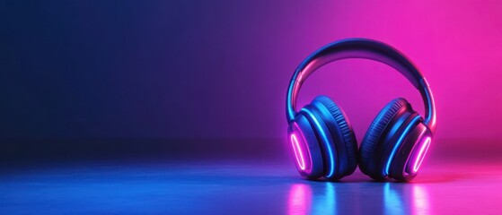 Vibrant headphones on a colorful gradient background