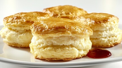 Golden Brown Buttermilk Biscuits with Jam, Dessert , Pastry