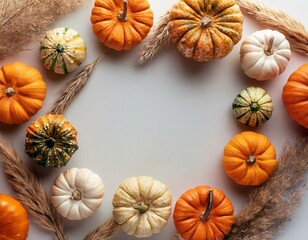autumn, fall, pumpkins, halloween, harvest, thanksgiving, seasonal, nature, decoration, orange, leaves, rustic, october, november, cozy, festive, dried, grass, frame, background, countryside, organic,