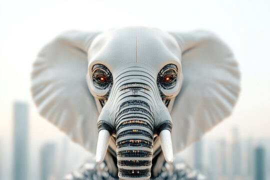 Realistic futuristic giant elephant meca with intricate detailing for innovative concept design