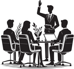 Employee raising hand vector