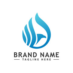 logo water drop and eagle concept. Eagle logo design. Editable color