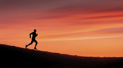 Silhouette of a runner against a sunset s-1 - sun inspiring golden dynamic