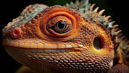 Fototapeta premium Macro shot of a lizard’s textured face