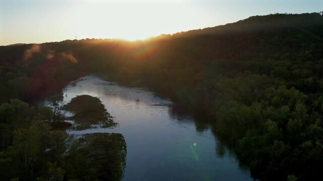 Autumn Skies and Beautiful Landscapes In Branson, Missouri &ndash; 4K Aerial Drone Footage