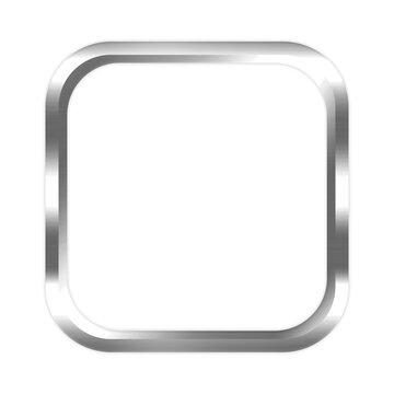 Silver metal frame borders square shape objects isolated on white background