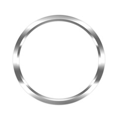 Silver metal frame borders circle shape objects isolated on white background