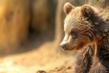 Fototapeta premium Brown bear close-up.. Beautiful simple AI generated image