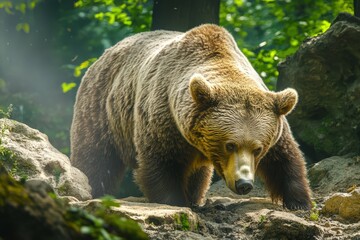 Fototapeta premium Brown bear close-up.. Beautiful simple AI generated image