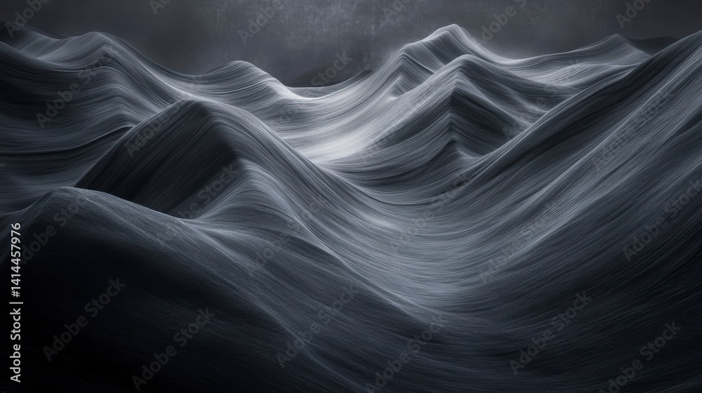 Aufkleber abstract grayscale image of flowing, undulating lines resembling sand dunes or waves.