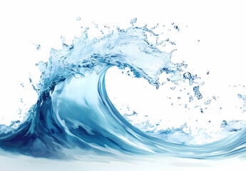 Obraz premium A dynamic wave crashing against an unseen shore, captured in high detail. The vibrant hues of blue create a stunning visual representation of water's power.