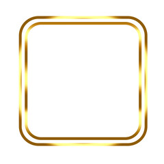 Golden frame square double line shape object isolated on white background