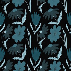 Hand drawn cute flowers, seamless patterns with floral for fabric, textiles, clothing, wall art, wallpaper, cover, banner, poster, interior decor, natural backgrounds.