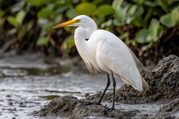 airone bianco maggiore (Casmerodius albus) - ritratto. Beautiful simple AI generated image