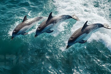 Naklejka premium Sunshine Coast Shanghai dolphins frolic, tourists gather together