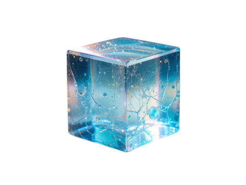 Translucent Jelly Cube with Light Refraction.