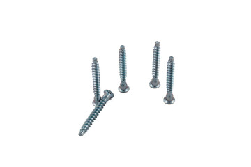 Various metal screws arranged on a light background