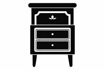 Bedside Table Silhouette Vector Illustration