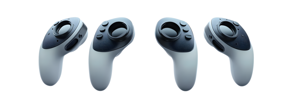 Virtual reality controllers for online and cloud gaming isolated on white background with clipping path. 3D rendering of device for augmented reality or VR