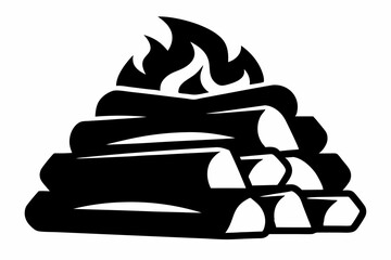 Firewood Stack Silhouette Vector Illustration