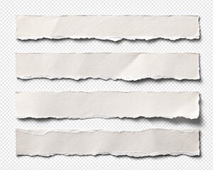 Torn paper strips vector set for scrapbooking collage design and creative projects with transparent background