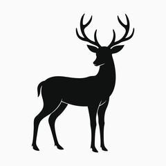 Reindeer silhouette with antlers vector illustration