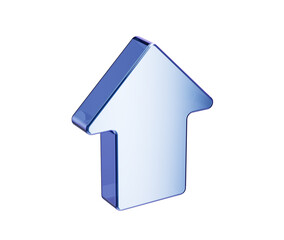A metallic blue upward arrow icon, symbolizing progress, direction and growth. 3D Illustration