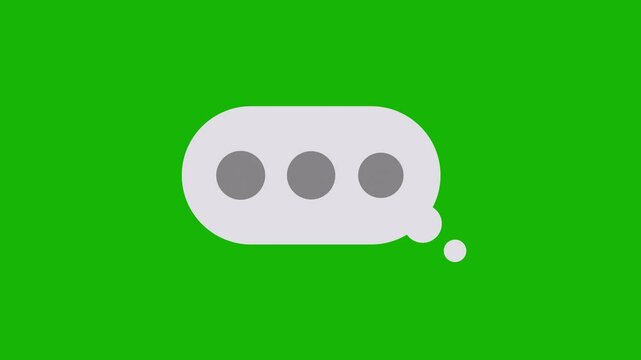 4K Text message, chat bubble popping up with typing slowly pulsing inside, green screen, chroma key