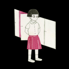 トイレの花子さん　都市伝説 怪異 怪談 日本　水彩 イラスト