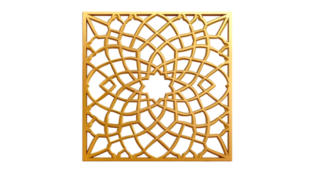 Golden Islamic Mandala design, intricate Islamic geometric pattern, elegant decorative design with transparent background - Powered by Adobe