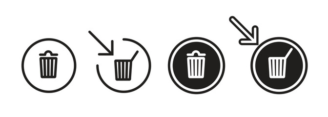 Trash icon, symbol, button, sign vector illustration isolated on white background.