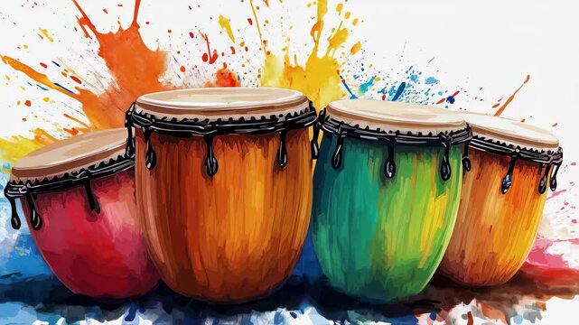 Vibrant Congas with Colorful Splashes
