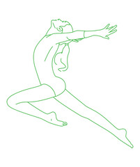 Female gymnast leaping
