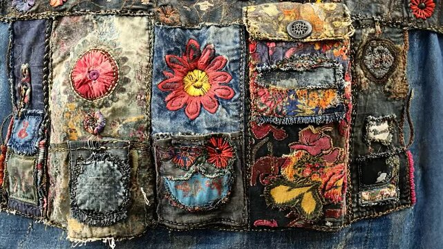 Patchwork Denim Jacket Pockets