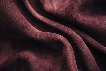 Fototapeta premium Close-up of rich burgundy fabric, showcasing its texture and soft drapes.