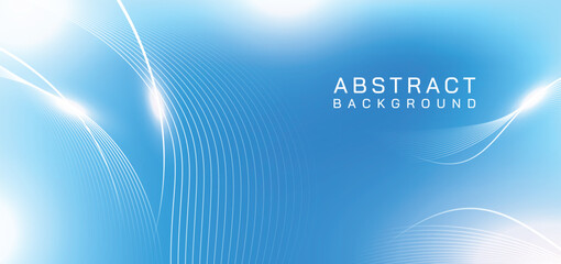 Abstract blue gradient background with shining lines waves. Minimalist background for banner, poster, cover, brochure, flyer, website