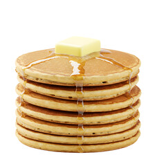 Stack of Pancakes with Butter and Syrup Drizzling Down Delicious Breakfast