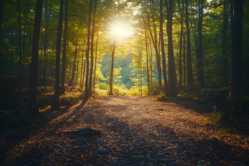 Obraz premium The forest light and shadow of sunlight jumping