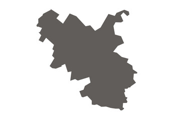 Sagar District map of Madhya Pradesh state in gray color