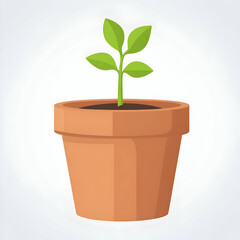 Fototapeta premium Small Sprout In Terracotta Pot Illustration