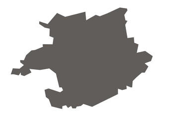 Betul District of Madhya Pradesh State Map in gray color