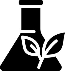 Eco-friendly Chemical icon with leaves. Silhouette icon.